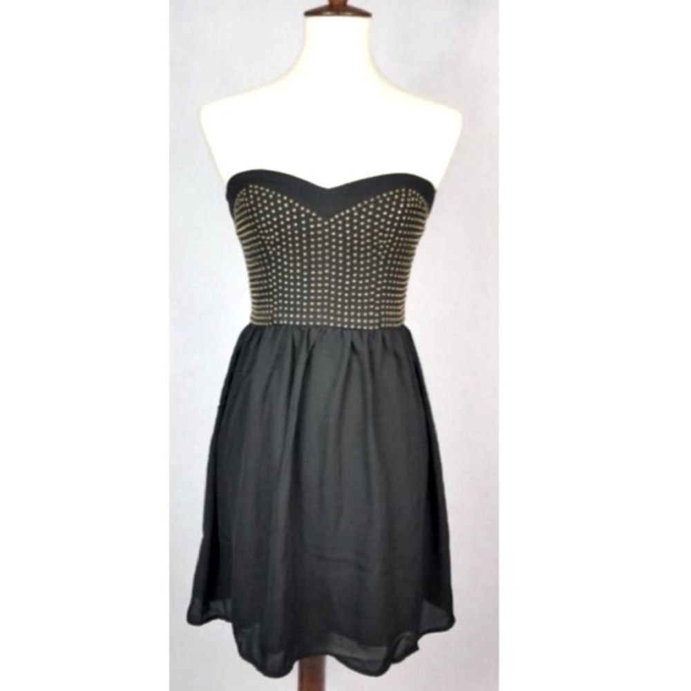 Forever 21 Black Strapless Dress with Studs and a sweetheart neckline